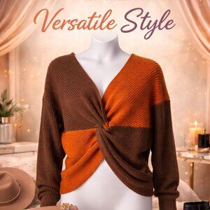 No Boundaries Women's Orange and Brown Sweatshirt